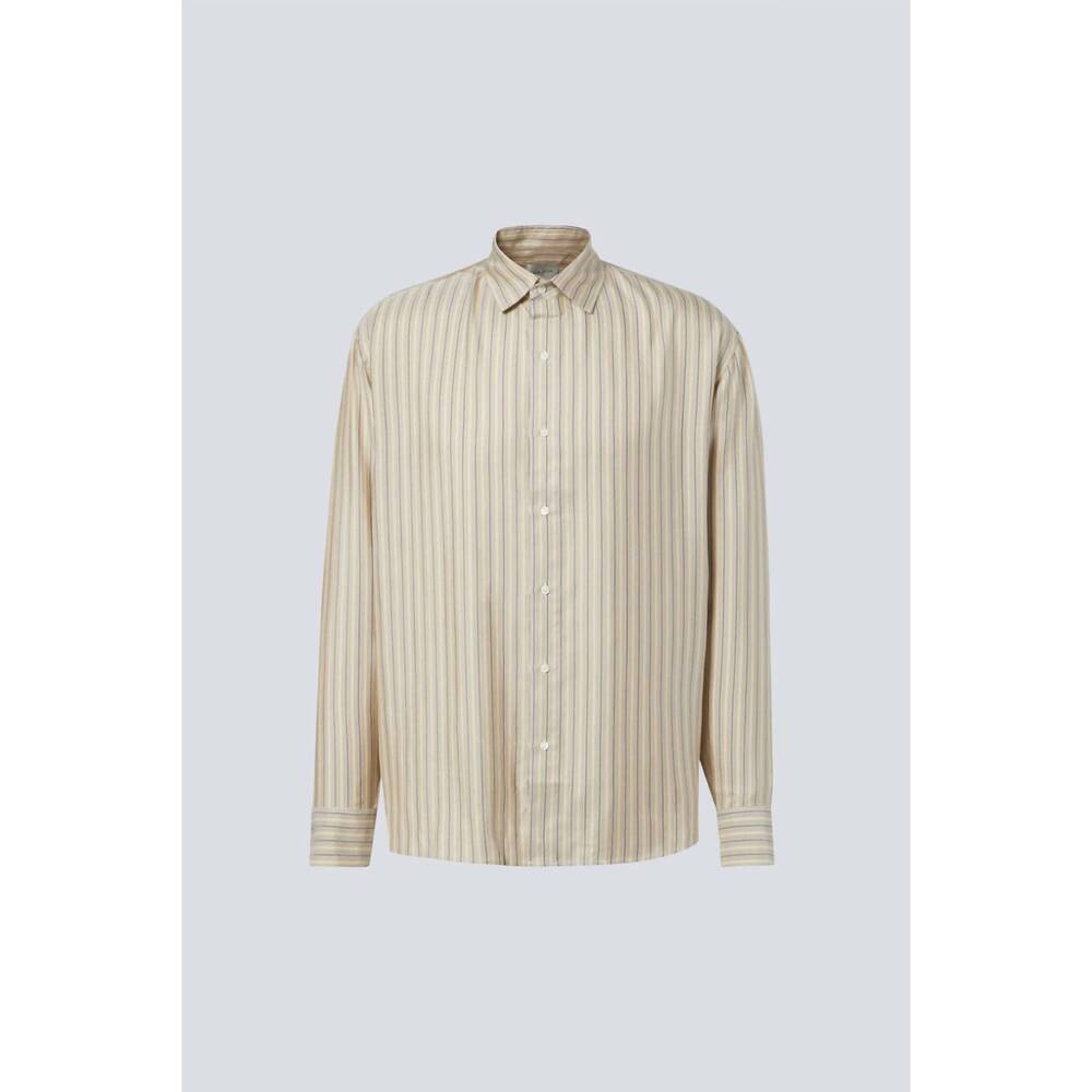 NEW LE KASHA men's songino oversize silk shirt in stripes mauve